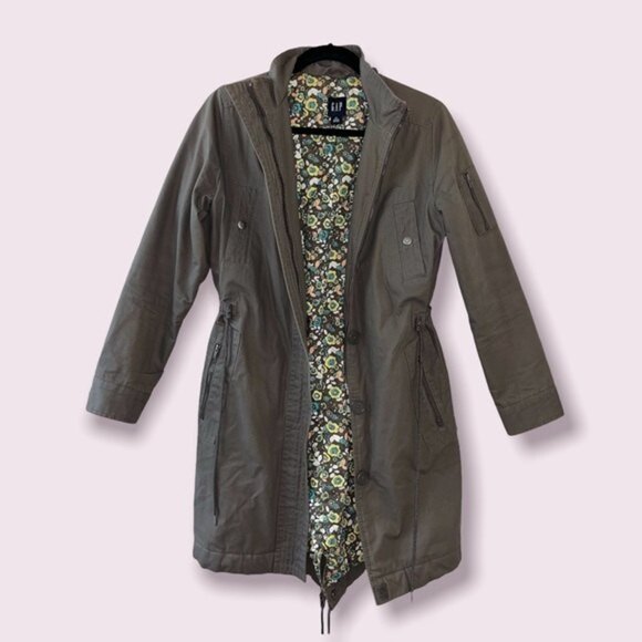 GAP Long Jacket Dark Green Winter Coat Womens Size XS - Picture 1 of 4